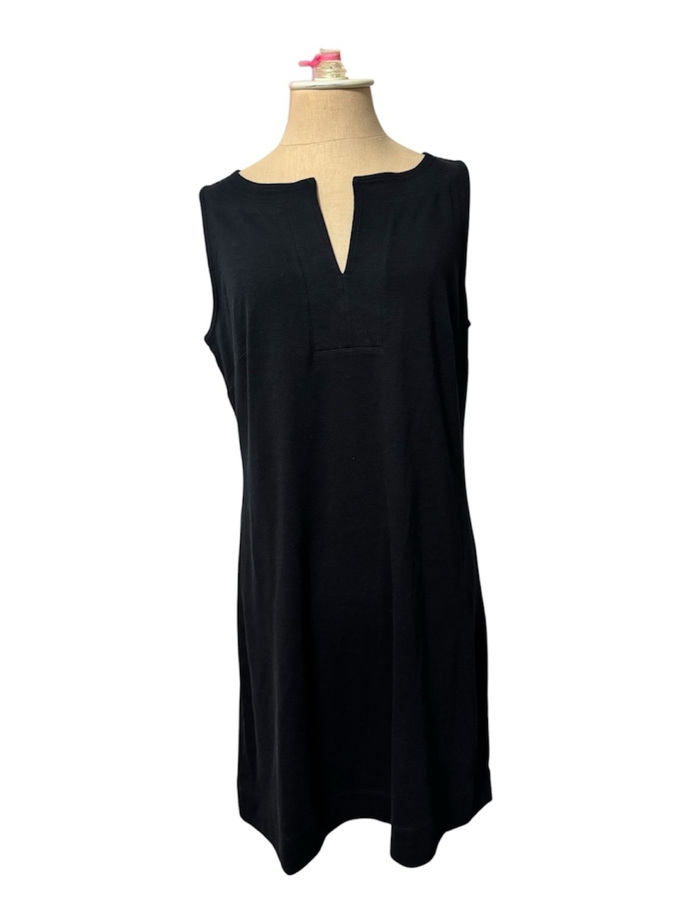 New York & Company Black Dress with V-Notch Neckline